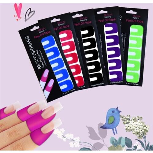BeautyBigBang 1 Sheet/10Pcs New Peel Off Tape for Nail Art Polish Paint Sticker to Protect U Shape Anti-overflow Nail Protector