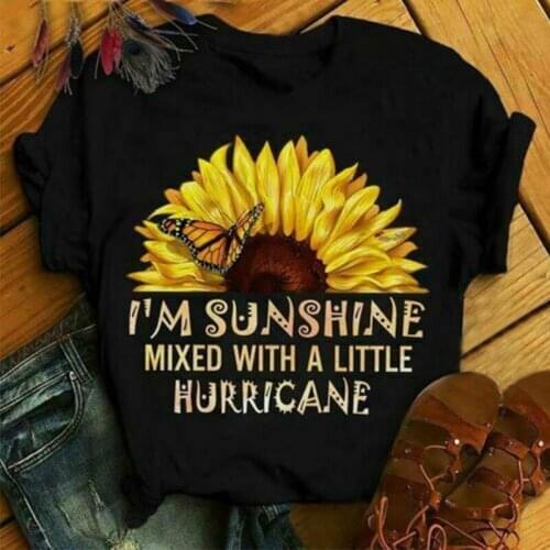 Plus Size Letter Sunflower Print 2020 Summer New Women T-shirt Fashion Casual O-Neck Tshirt Short Sleeve Y2k Tee Tops Clothes