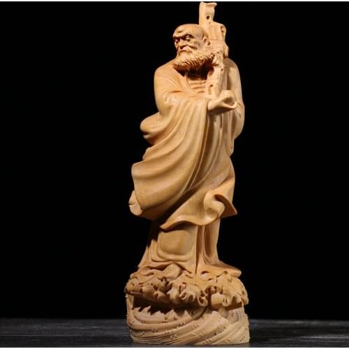 Boxwood 15cm 19cm Dharma Sculpture Wood Buddha Statue Bodhidharma Zen Home Decor