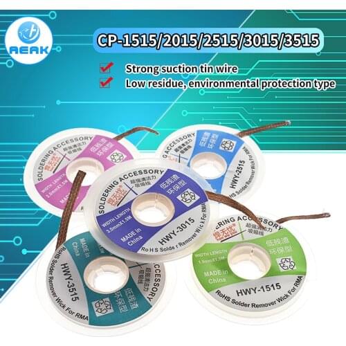DIY 1.5mm 2mm 2.5mm 3mm 3.5mm 1.5M Length Desoldering Braid Welding Solder Remover Wick Wire Lead Cord Flux BGA Repair Tool