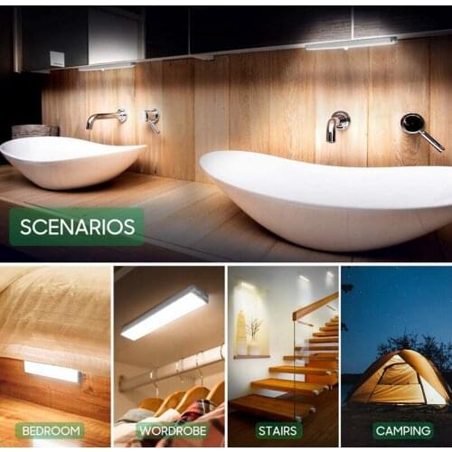 Motion Sensor Draadloze Led Night Lights Slaapkamer Decor Licht Detector Muur Decoratieve Lamp Trap Closet Kamer Gangpad Verlich