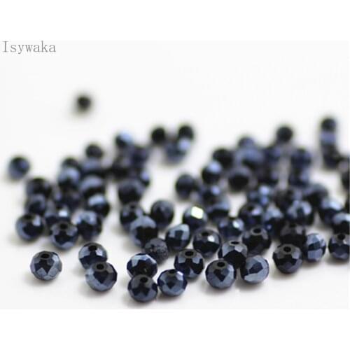 Isywaka Ink Blue Colors 3x4mm 145pcs Rondelle Austria faceted Crystal Glass Beads Loose Spacer Round Beads Jewelry Making