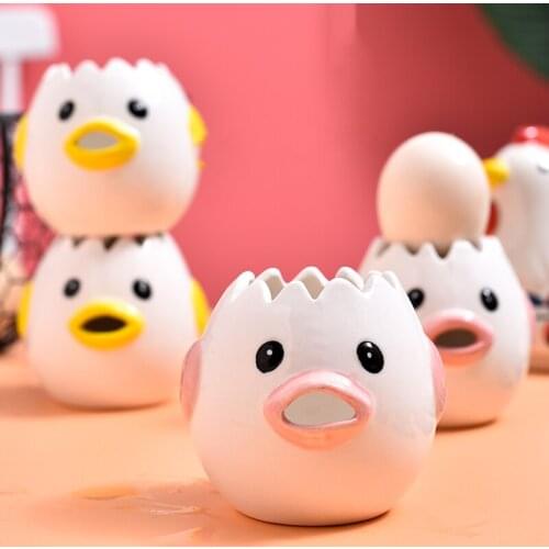 Ceramic Egg Dividers Creative Cartoon Chick Egg Yolk White Separator Tools Home Utensils Egg Holder Kitchen Gadgets Baking Tool