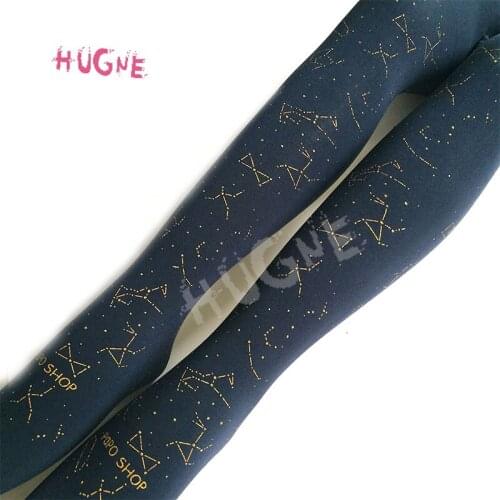 Galaxy River Tights Three Color (Black, Blue, White) Printed Velvet Lolita Pantyhose