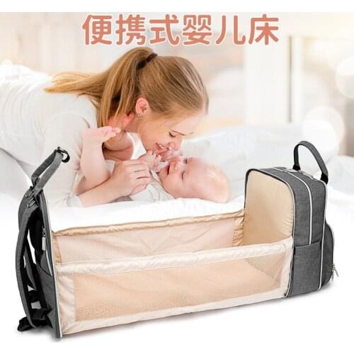 Cross-border hot multi-functional folding mommy bag New high-capacity collapsible mommy bunk bed Mommy bag factory diaper bag ba