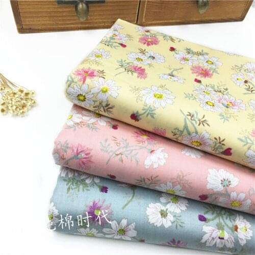 Small Floral Daisy 100% Cotton Fabric Printed Baby Girl Cotton Twill Cloth For DIY Sewing Patchwork Cloth Sheet Fabric