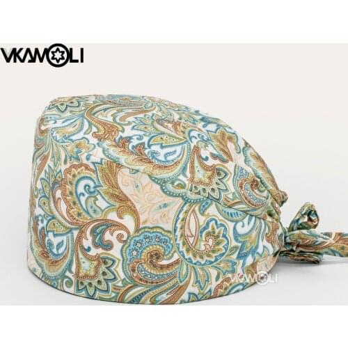 Unisex cotton printed surgical cap dental care scrub cap beauty salon nurse cap spa laboratory work cap nursing hat accessories