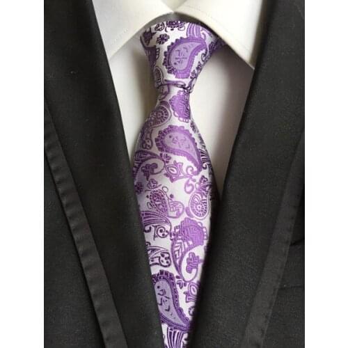 8cm Mens Ties Purple Paisley Embroidered Necktie