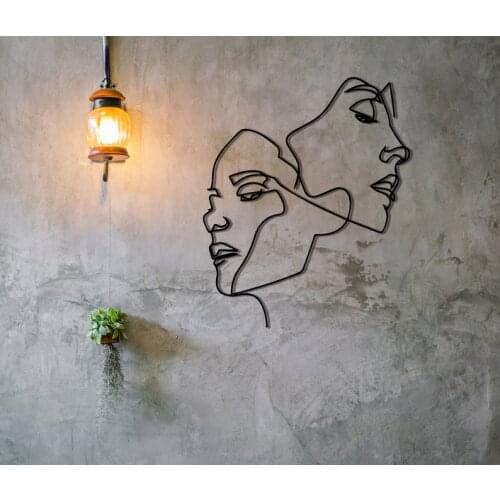 Love Line Wall Art, 2 Faces Metal Wall Art, Minimalist Art, Geometric Metal Wall Decor, Home Decoration, Wall Hangings, Interior