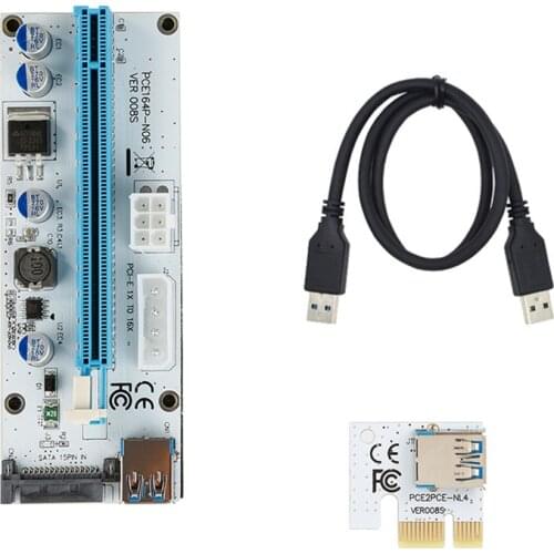 New VER008S PC PCI-E PCI Riser Card Extender USB 3.0 Cable PCI Express 1X To 16X Extender PCIe Adapter For GPU Miner Mining