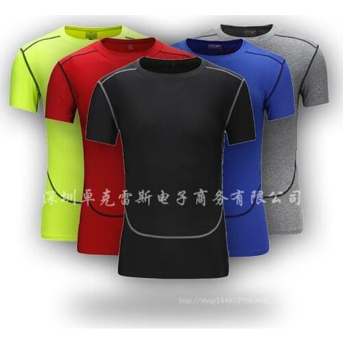 Wholesale 2020 PRO tights Base Tshirt male trainning suit Exercise jersey Solid short sleeves fitness ultra-thin T-shirt tops