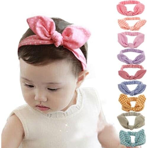 MIX 1pcs Cute Bow Plaid Elastic Hair Bands Striped Rabbit Ear Hair Band Elastic Dot Toddler Turban Headbands Baby Hair Accessori