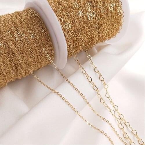 14K Gold Filled Chain Peach beloved Heart chain DIY handmade necklace bracelet extension chain bow ornament material