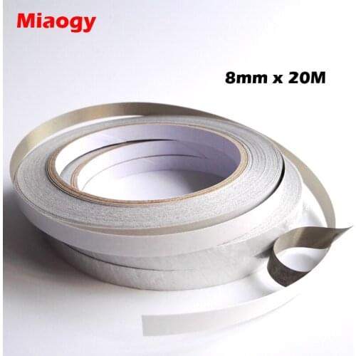5 Rolls 8mmx20M Silver Conductive Cloth Tape for PC Phone LCD Cable EMI Shielding Keyboard Repair, 0.08mm Thick, Single Adhesive