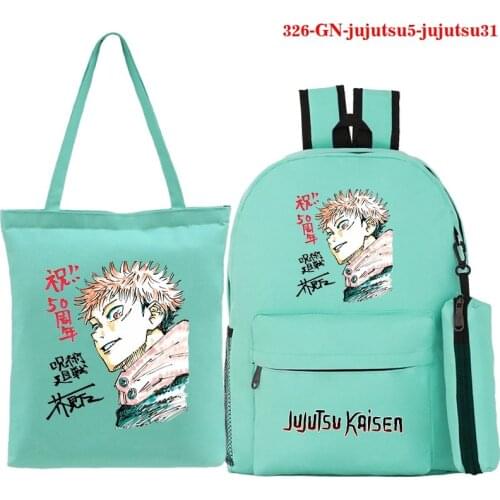 Jujutsu Kaisen Anime School Backpacks 3pcs/set Students School Bags with Pen Bags+Tote Bags Kids Teenager Fashion Backpack