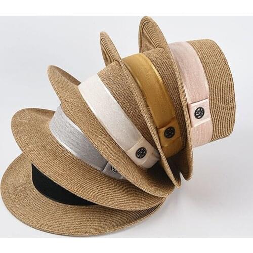 Womens Summer Hat Velvet Bandage M Letter Decoration Sun Protection Cap Female Flat Top Wide Brim Straw Hat Beach Hat Sun Hats