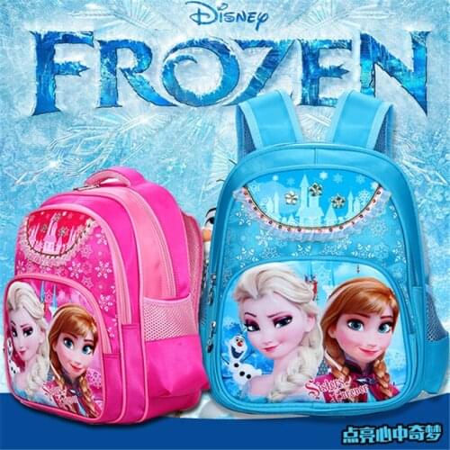 Disney Primary school student bag for school Rhinestone Frozen cartoon kindergarten princess backpack girl burden backpack