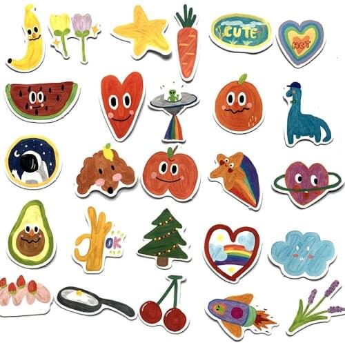 2 style Oil painting series fruit desserts cartoon waterproof PVC Stickers For Suitcase Skateboard Laptop Luggage Fridge Phone