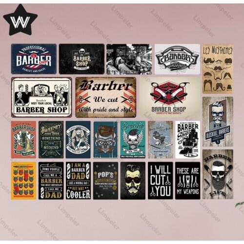 Barbershop Vintage Beer Metal Plaque Sign Home Wall Decoration Signs Retro Style Metal Plate Tin Sign Man Cave for Bar Pub Decor