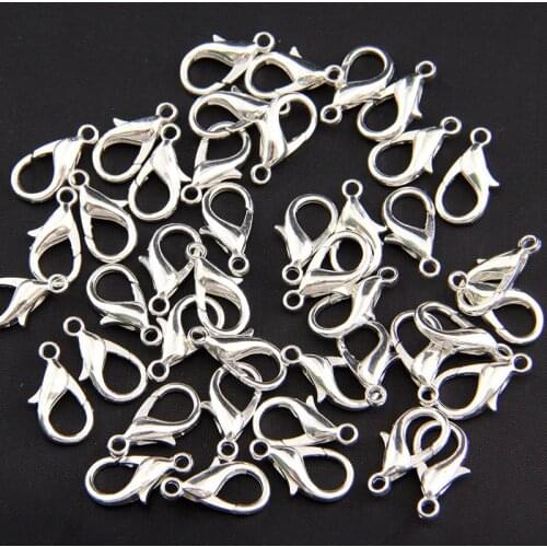 20pcs 10/12/14/16/18/20mm Silver Color Lobster Clasps For Bracelet End Caps Clasps Fit Round Leather Cords DIY Jewelry Making