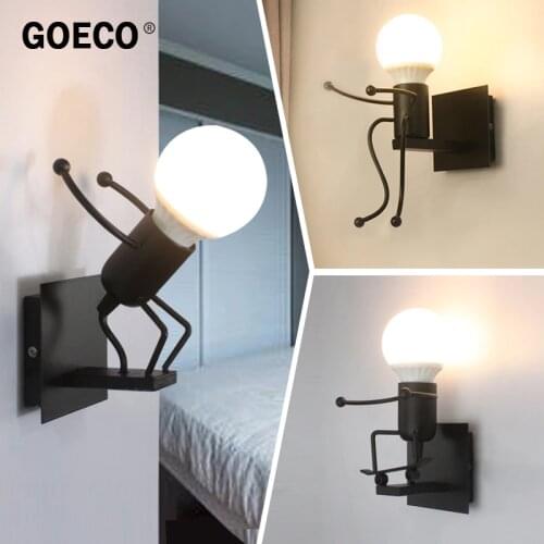 Iron Led Wall Lights Creative Metal Wall Lamp Cartoon Robot Wall Sconce Bedroom Wall Light Children room Luminaire E27/220V