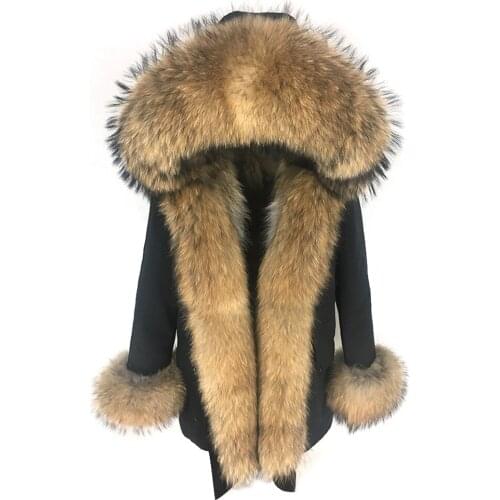 Waterproof coat winter jacket women real fur coat long parka 100% natural raccoon fur hood fox fur liner thick warm streetwear