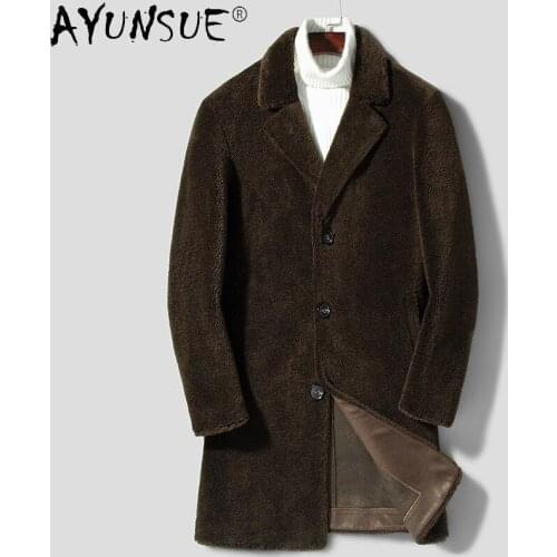 AYUNSUE Winter Jacket Men Korean Style Mens Suit Collar 100% Wool Fur Coat 2020 Autumn Clothes Mens Chaquetas Hombre LXR866