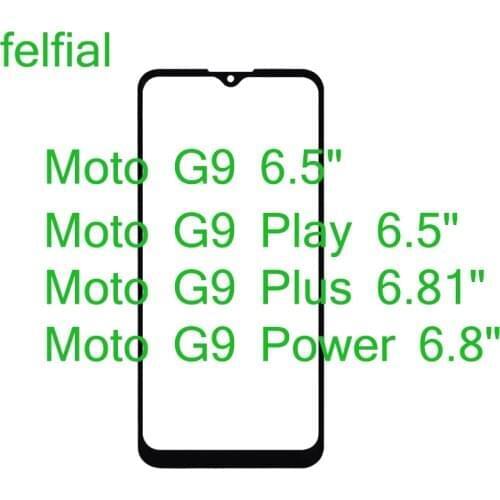 10Pcs/Lot For Motorola Moto G9 Plus G9 Play Front Outer Glass Lens G9 Power Touch Screen LCD Panel Glass With OCA Hollow Glue