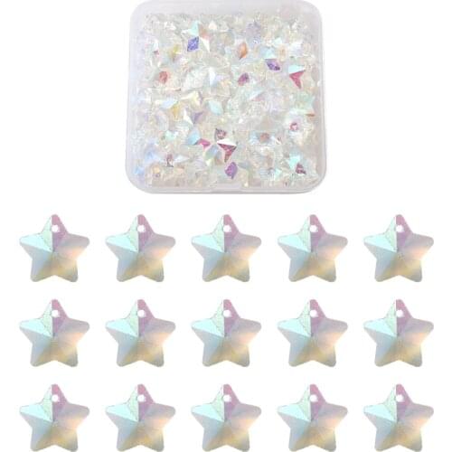 100pcs/Box Faceted Electroplated Glass Star Heart Snowflake Butterfly Pendants For Bracelet Earring necklace jewelry DIY making
