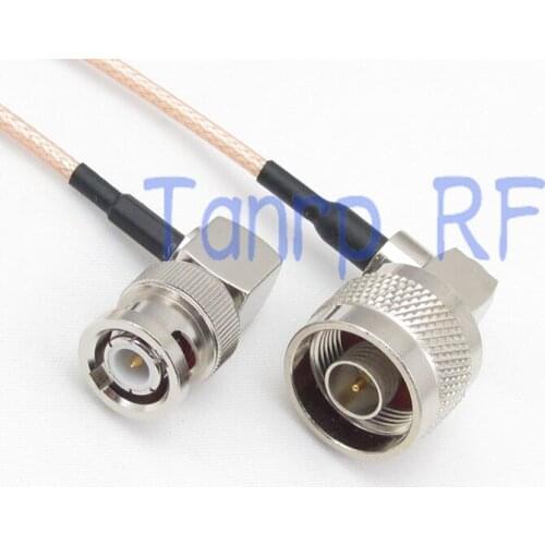 2PCS 20INCH N male to BNC plug double right angle RF adapter connector 50CM Pigtail coaxial jumper cable RG316 extension cable