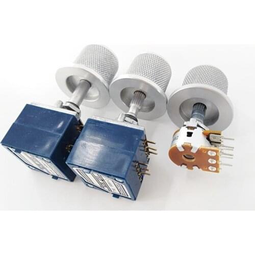 2PCS knurling silver Diameter 30mm high 25mm Handle diameter 22mm All aluminum solid audio amplifier volume Potentiometer knob