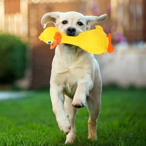 2018 Natural Pet Squeak Toys Latex Yellow Duck Sound Play Dog Toys For Small Large Dogs Cats Puppy Molar Chew Toys Wholesale