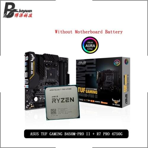 AMD Ryzen 7 4750G R7 4750G CPU CPU + ASUS TUF GAMING B450M-PRO II Motherboard Suit Socket AM4 All new but without cooler