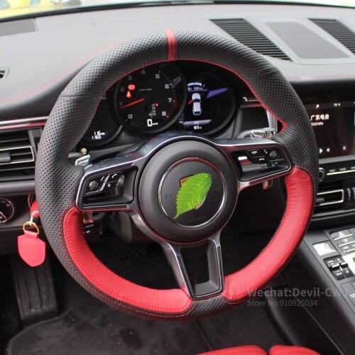 For Porsche Cayenne Panamera Boxster 911 Macan 718 Steering wheel cover hand-stitched suede leather grip cover car accessories