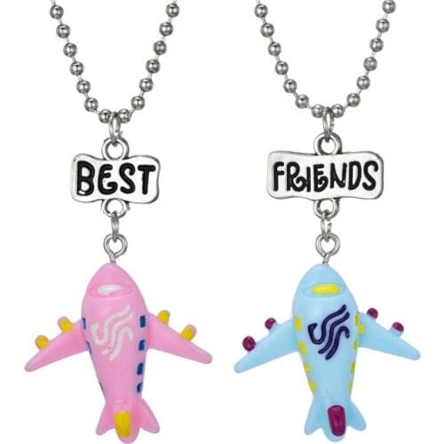 Children Cartoon Aircraft Necklaces Pendants Cute Mini Gold Colorful Air Plane Necklace For Women Best Friends Jewelry Gifts