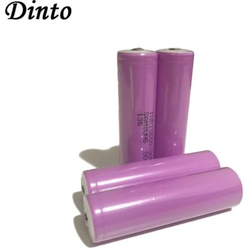 Dinto 2pcs Original for Samsung 30Q 3.7V 3000mAh INR18650 Battery 20A Discharge High Drain Batteries for Flashlight Tool