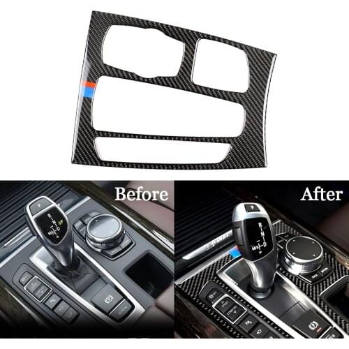 For BMW F15 F16 X5 X6 2015 2016 2017 2018 LHD Car Interior Carbon Fiber Gear Shift Panel Cover Trim Car Stickers Decoration