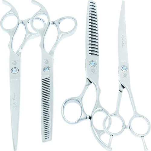 Purple Dragon 7.0" Pet Grooming Scissors Sharp Cutting Thinning Shears Dog Curved Hair Beauty Clippers Animal Accessories B0013B