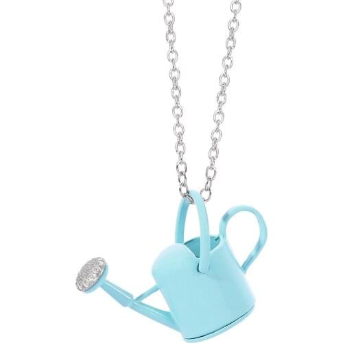 KJD33F Playful Metal Watering Can Necklace Gardening Gift for Gardener, Botanist, Mom Jewellery Women Girl 3D Charm WATERING CAN