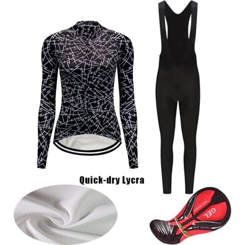 Lycra Long Sleeve Women Fashion Cycling Jersey Set 2021 Bicycle Clothing Skinsuit Kit MTB Suit Female Road Bike Clothes Uniform