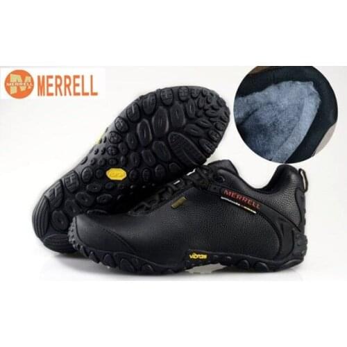 Merrell Original All Black With Fur Winter Outdoor Mens Camping Sports Warm Hiking Shoes Mountaineer Climbing Sneakers 39-45
