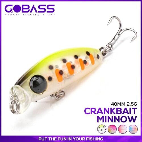 GOBASS 40mm 2.5g Small Crankbait Wobbler Minnow Trout Fishing Rattlins Lures For Pike Fishing Bait Floating Mini Artificial Bait