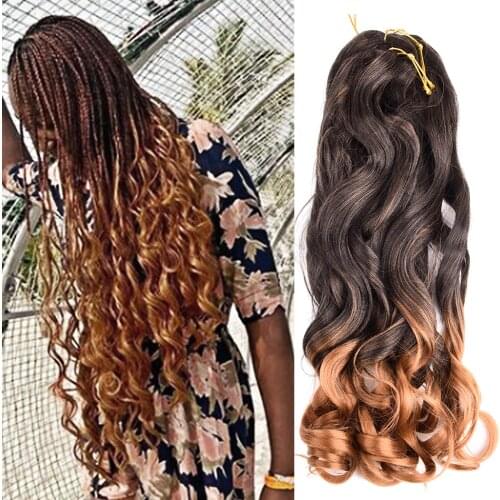 DinDong 24 Inch Loose Wavy Braiding Hair Pre Streched 75/Pack Premium Quality Fibre Silky French Curls Synthetic Hair Extension
