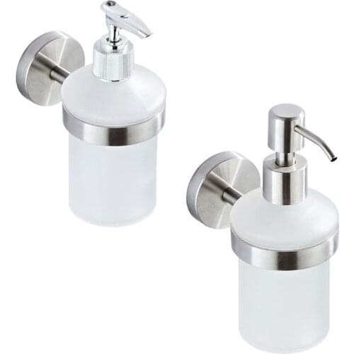 OOTDTY 200ml Stainless Steel Wall Mounted Soap Dispenser Manual Press Pump Liquid Soap Shampoo Dispensers for Bathroom Kitchen