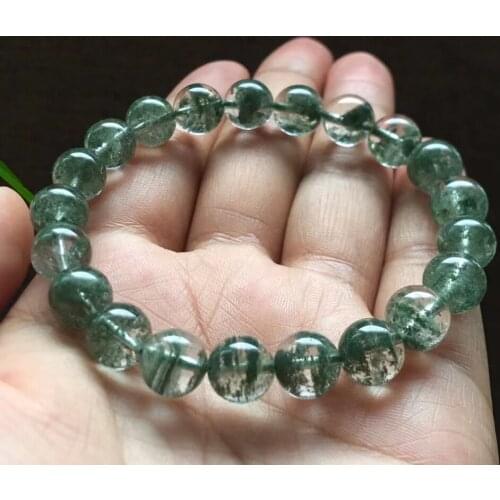 Genuine Natural Green Phantom Quartz Bracelet Garden Women Men 9.2mm Clear Round Beads Stretch Rare AAAAAA