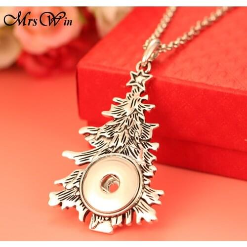 New Christmas Snap Jewelry Christmas Tree Snowflake Deer Snap Button Necklace for Women Gifts 18mm Button Necklace Jewelry