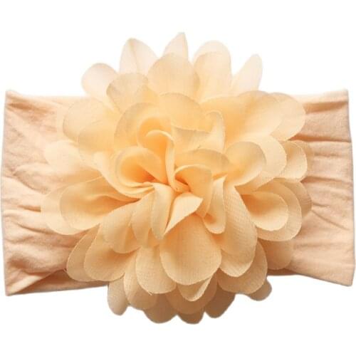 36pcs/lot 4" Large Chiffon Flower Matching Wide Nylon Headband For Baby Hairband Kids Children Newborn Hair Accessories