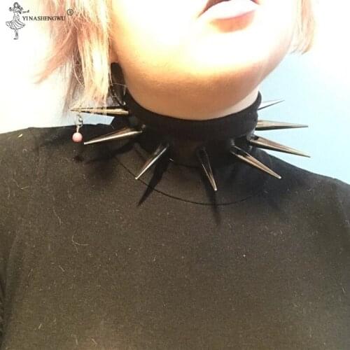 PU Leather Round Spike Rivet Collar Choker Necklace Body Jewelry Accessories Harajuku Punk Rock Gothic Sexy Birthday Party Gift