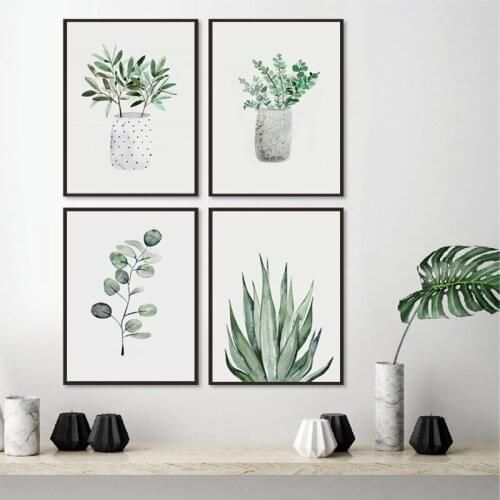 Green Plants Eucalyptus Posters and Prints Modern Minimalist Wall Art Pictures Botanical Painting Living Room Bedroom Home Decor