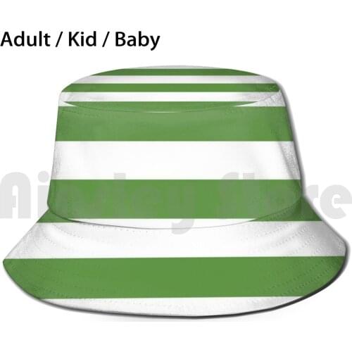 Rugby Shirt Green And White Stripe Bucket Hat Adult kid baby Beach Sun Hats Get Tags Rugby Football Stripes